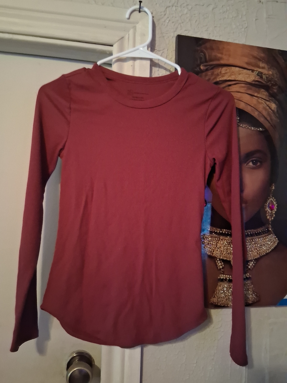 Long Sleeve Women’s Crewneck Top - Rust